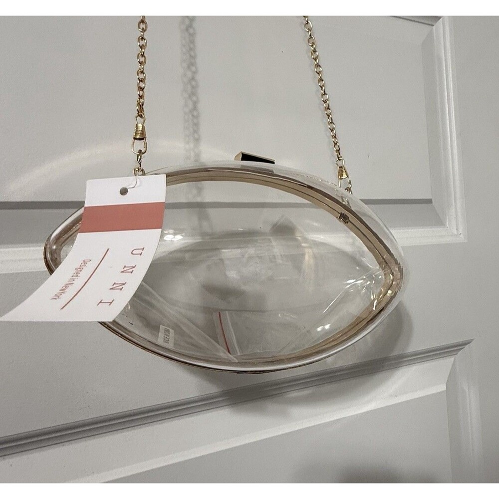 UNNI Clear Transparent Adjustable Football Crossbody Bag Stadium Clear Bag Gold